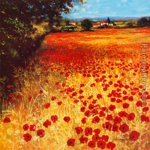 Field of Red and Gold painting - Steve Thoms Field of Red and Gold art painting